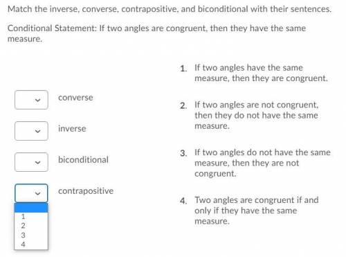 MAX POINTS MULTIPLE CHOICE WILL MARK BRAINLIEST LAST QUESTION

Match the inverse, converse, contra
