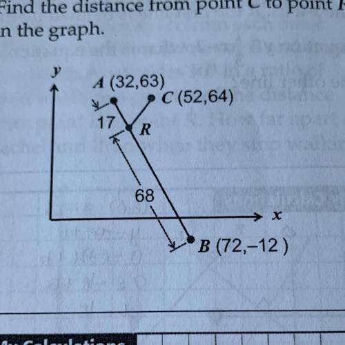 ASAP!! Find the distance from point C to point R in the graph.