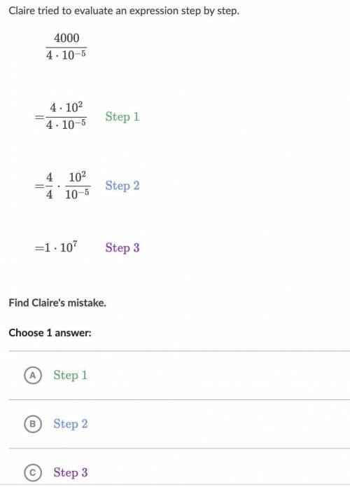 Please help
also choice D is Claire didn't make a mistake