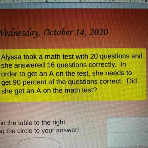 Did she get a A on the math test ?