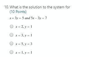 What is the solution to the system for. PLEASE HELP ASAP!