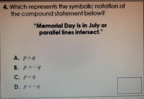 NEED HELP ASAP!

Which represents the symbolic notation of the compound statement below? 
“Memoria