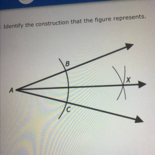 Identify the construction at the figure represents

angle bisector 
perpendicular bisector 
congru