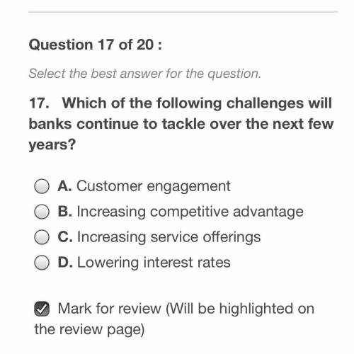 ( Help please suck on this question !! )

Which of the following challenges will banks continue to