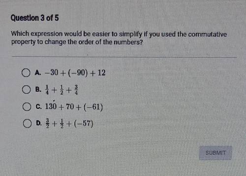 Which expression will be easier to simplify if you use the community property to change the order o