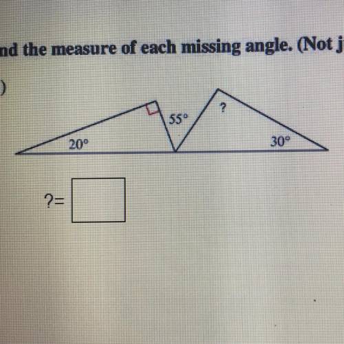 Find the missing angle of the question mark.