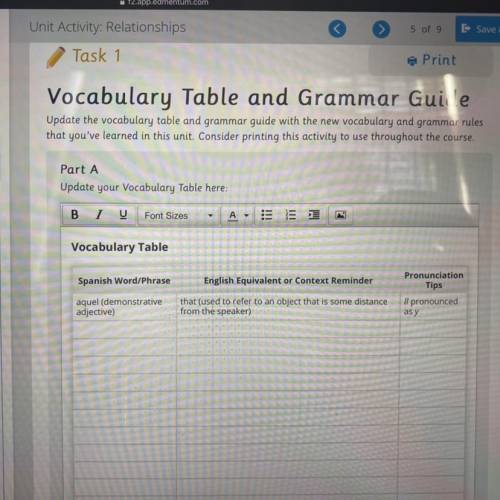 Vocabulary Table and Grammar Guide

Update the vocabulary table and grammar guide with the new voc