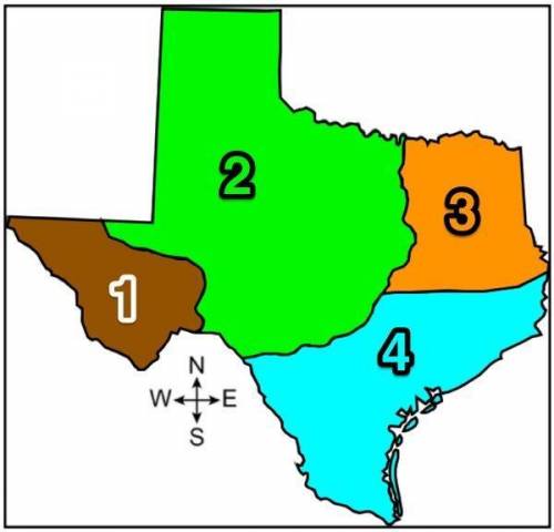 This map shows four regions of Native American cultures that existed in what in now Texas prior to