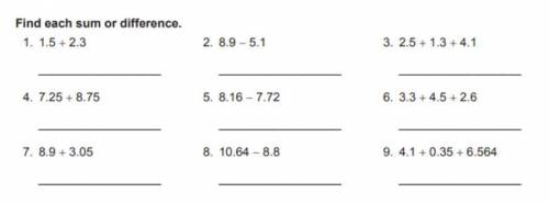 Please help me on this question: Find each sum of diffrence.