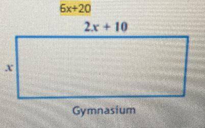 Write an algebraic expressing for the area of the gymnasium