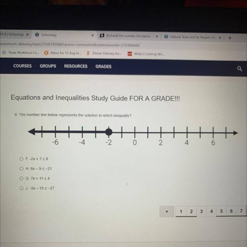 Equations and Inequalities Study Guide FOR A GRADE!!!

8. The number line below represents the sol
