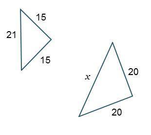 What value of x will make the triangles similar by the SSS similarity theorem?
x =