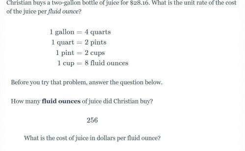 What is the cost of juice in dollars per fluid ounce?