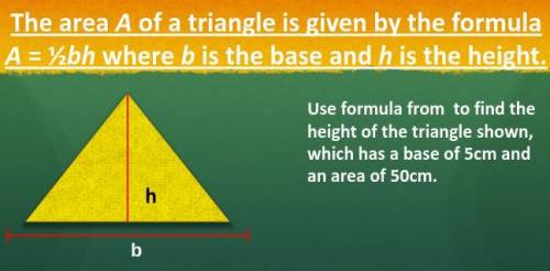 Which has a base of 5cm and an area of 50cm.