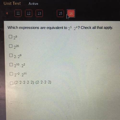 Which expressions are equivalent to 25 24? Check all that apply.

29
O 220
02-29
210 22
0 2-2 211