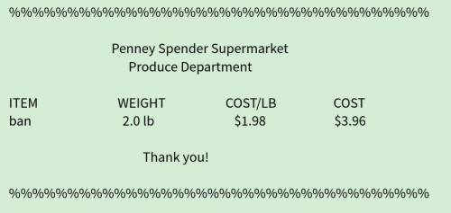 [JAVA] A supermarket wants to install a computerized weighing system in its produce department. Inp