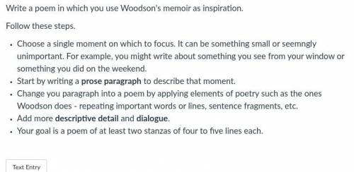 Write a poem in which you use Woodson's memoir as inspiration.
Follow these steps.