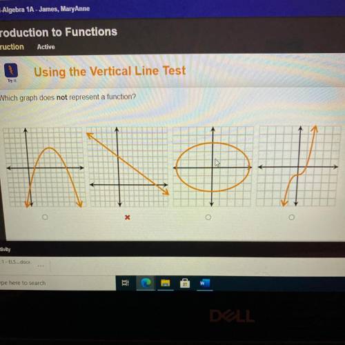 (Introduction to functions) Which graph does not represent a function￼?