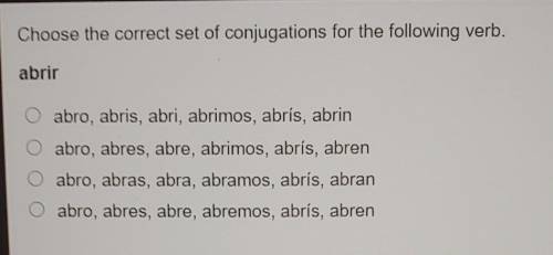 Choose the correct set of conjugations for the following verb: abrir