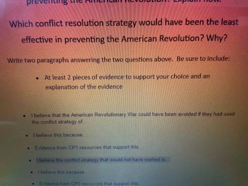 which conflict resolution strategy would have been the least effective in preventing the american r