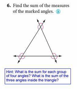 How do I find the sum of the measures of the marked angles?