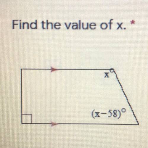 Find the value of x.X(x-58)