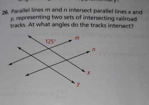 parallel lines m and n intersect parallel lines x and y, representing two sets of intersecting rail