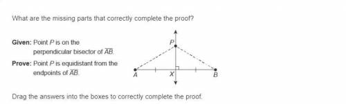 PLS HELP!

What are the missing parts that correctly complete the proof? Given: Point P is on the