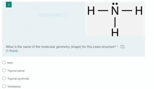 What is the name of the molecular geometry (shape) for this Lewis structure?
