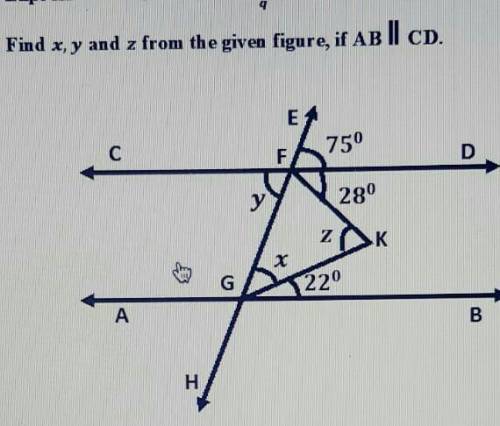 Find x,y,and z if AB||CD