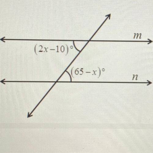 1.what is the value of X
2. What is the value of the angle represented by(2x-10)?
