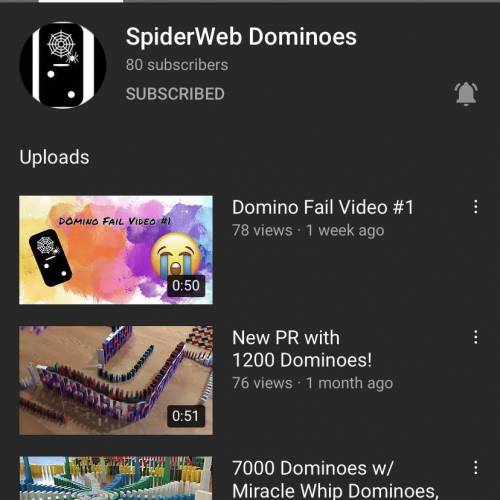 Sub to my YT spiderWEB Dominoes. Post a pic of u doing so and u got urself a brainliest.

I've work