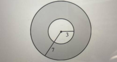 In the diagram below, the radii of the two concentric circles are 3 centimeters and 7 centimeters,