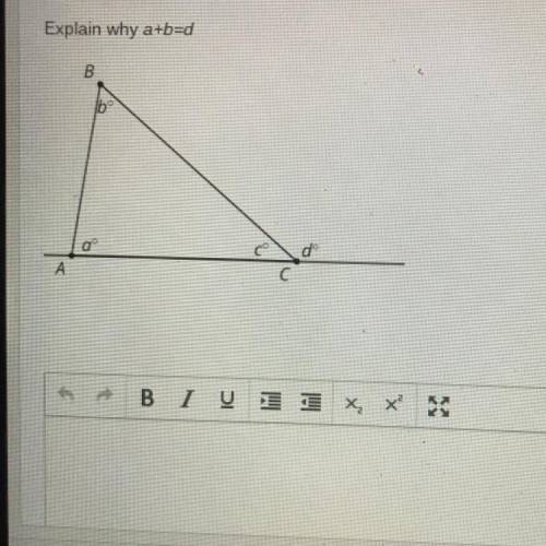 Explain why a+b=d
B
0
a
A