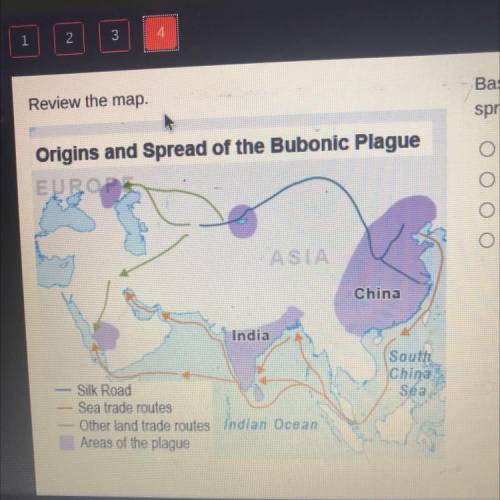 Review the map.

Based on the map, how did the Silk Road affect the
spread of the plague?
Origins