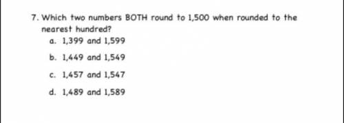 Which two numbers both round to 1,500 when rounded to the nearest hundred?