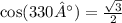 \cos(330°) = \frac{ \sqrt{3} }{2}