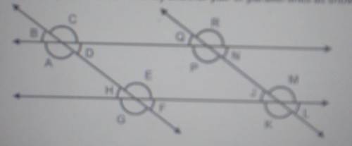 A palr of parallel lines is cut by another palr of parallel lines as shown in the fgure. which angl