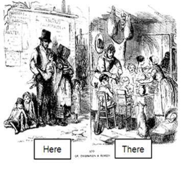 Examine this cartoon depicting Irish people in the 1840s, and then answer the question.

According
