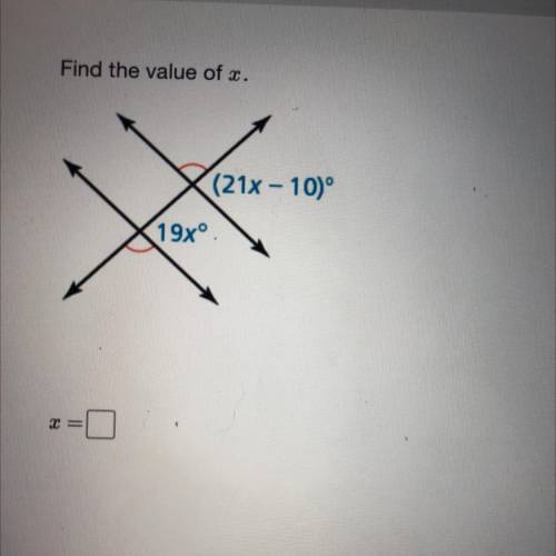 Find the value of x.
Please be quick