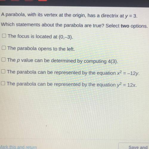 Which statements about the parabola are true ?