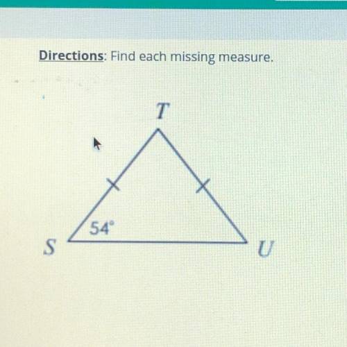 Directions: Find each missing measure. please help me find T and U