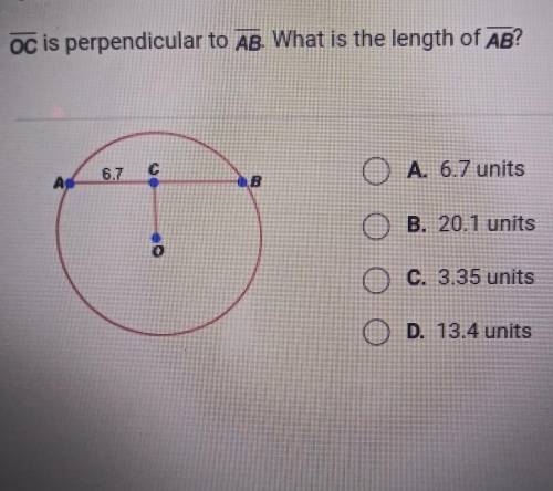 OC is perpendicular to AB. what is the length of AB? (it's 13.4 units just took it on apex)