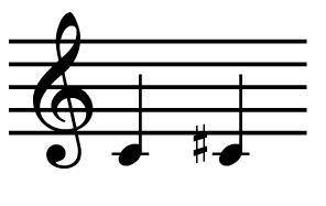 What is the distance between the notes on the staff? (Please see picture)

half step
eighth step
w