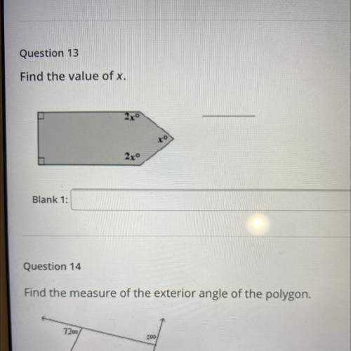 Question 13
Find the value of x.