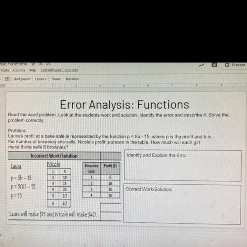 Identify and explain the error, then show the correct work with the solution