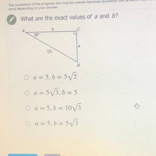What are the exact values of a and b