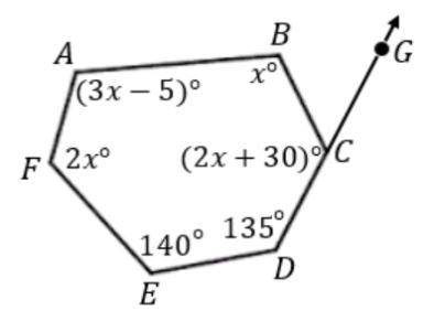 CONSIDER THE HEXAGON ABCDEF take me points
find x
find m
find M