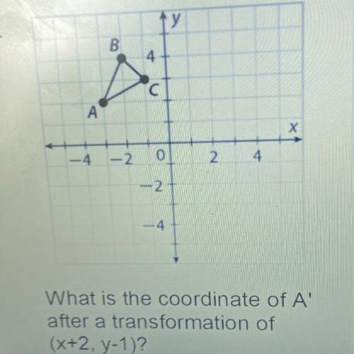 What is the coordinate of A'
after a transformation of
(x+2, y-1)?