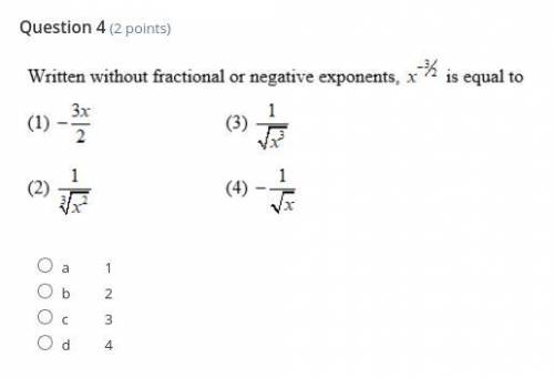 Algebra II Question Four 4-2 HW